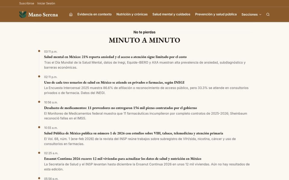 Portada de Mano Serena